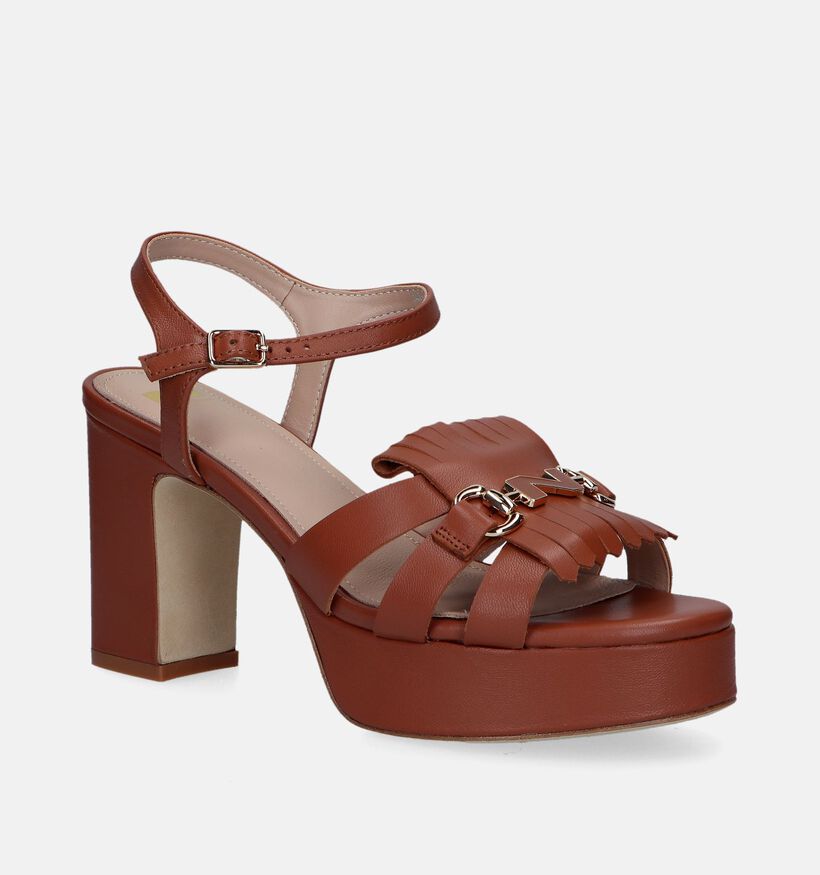 Nathan-Baume Cognac Plateausandalen voor dames (340356)