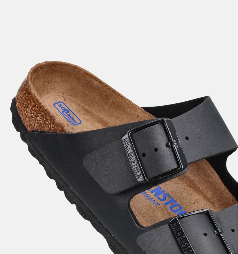 Birkenstock Arizona Soft Footbed Birko-Flor Nu-pieds plates en Noir pour femmes (369566)