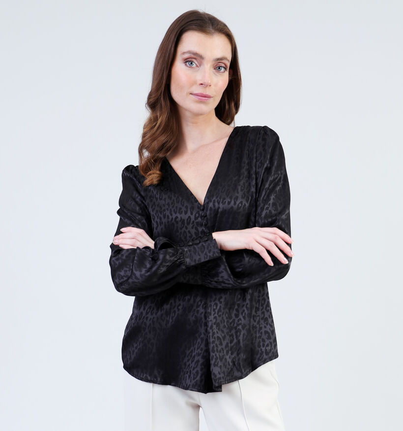 Vero Moda Elotta Zwarte Satijnen Blouse voor dames (332587)