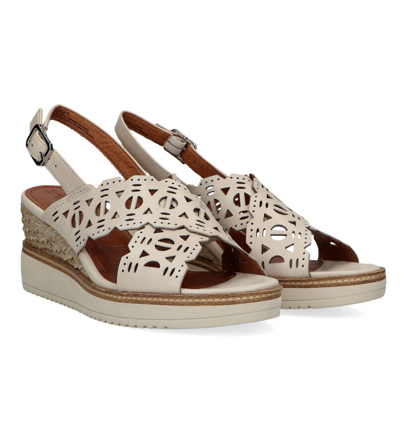 Tamaris Beige Sandalen met sleehak voor dames (322327)