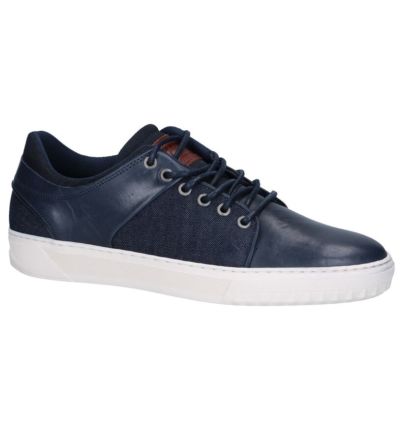 Donkerblauwe Casual Veterschoenen Bullboxer in stof (256300)