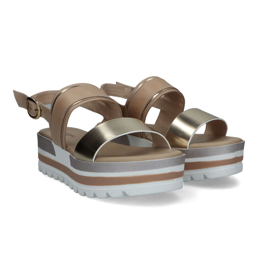 NeroGiardini Gouden Sandalen Met Plateauzool in leer (322716)