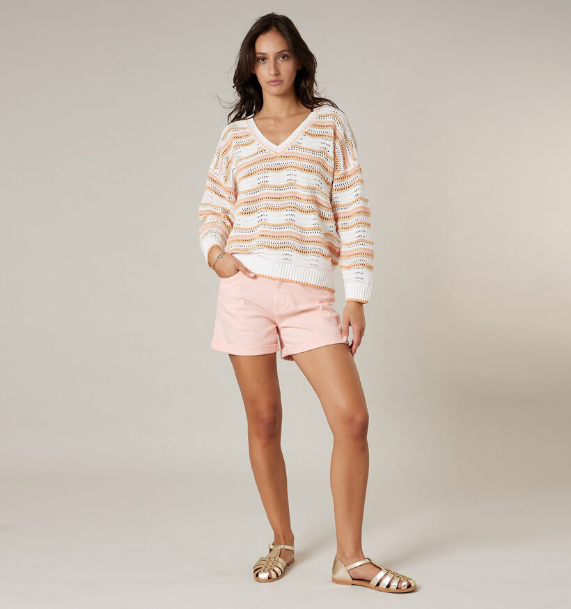 Deeluxe Original Melvina Witte/Oranje Trui Gestreept voor dames (369749)