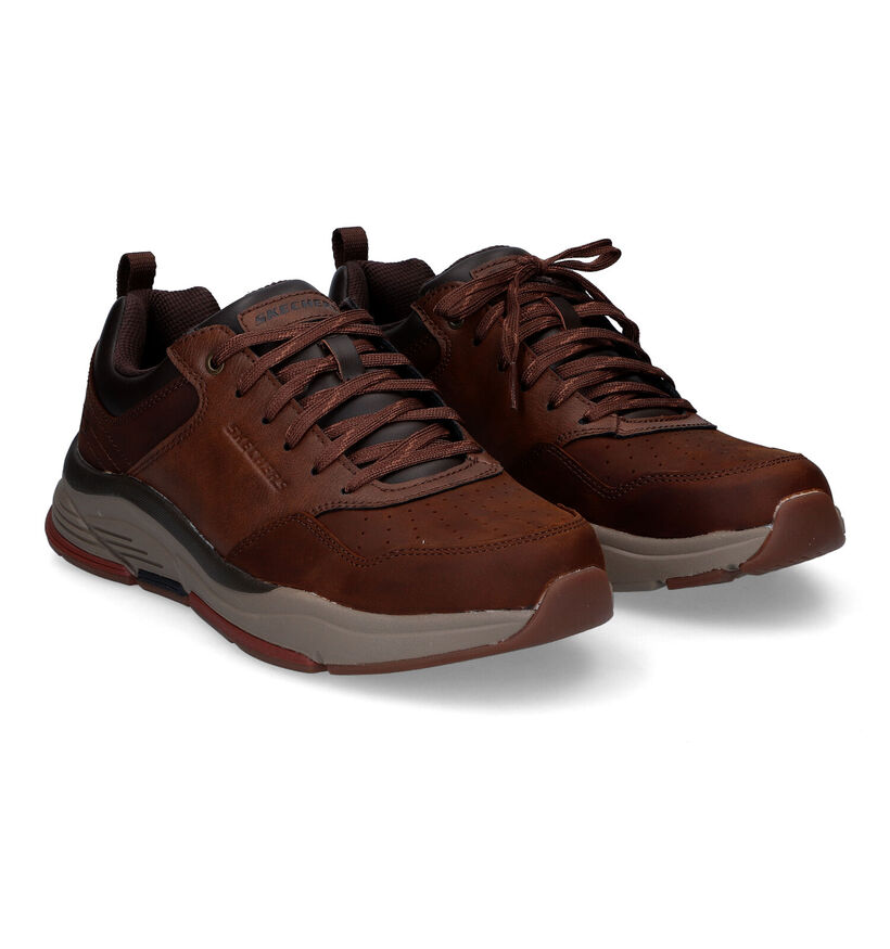 Skechers Benago Treno Relaxed Fit Bruine Veterschoenen in kunstleer (312699)