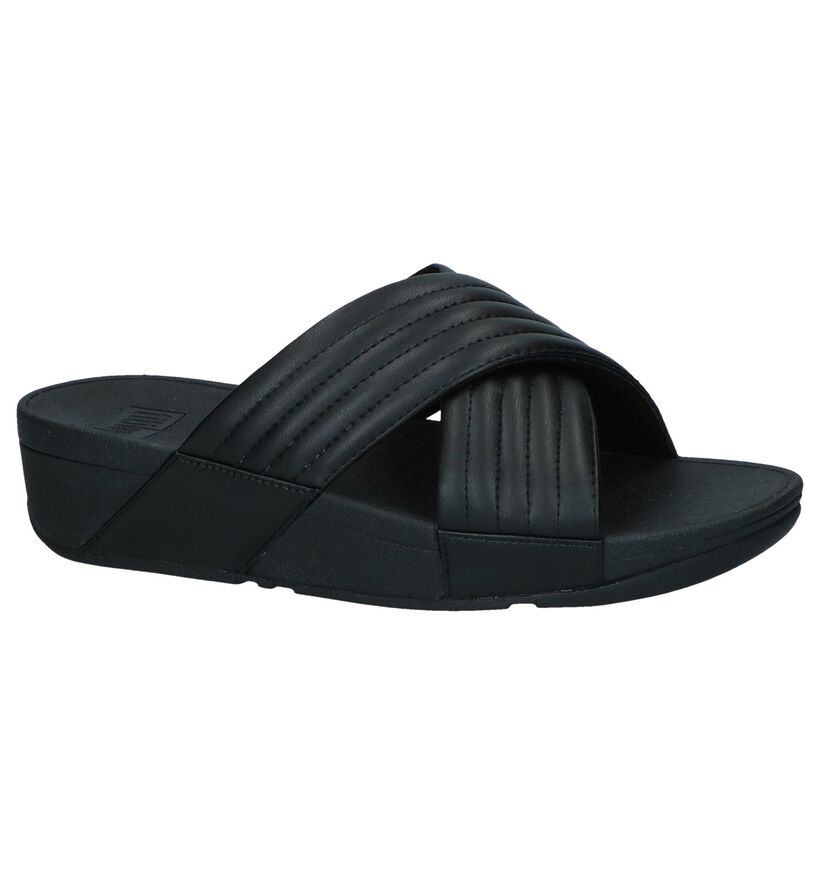 Zwarte Slippers FitFlop Lulu Padded in kunstleer (240147)