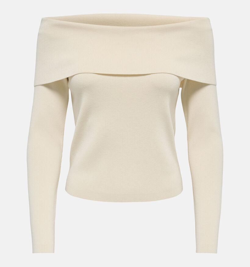 JDY Astra Beige Off-shoulder T-shirt met Lange Mouwen voor dames (379365)