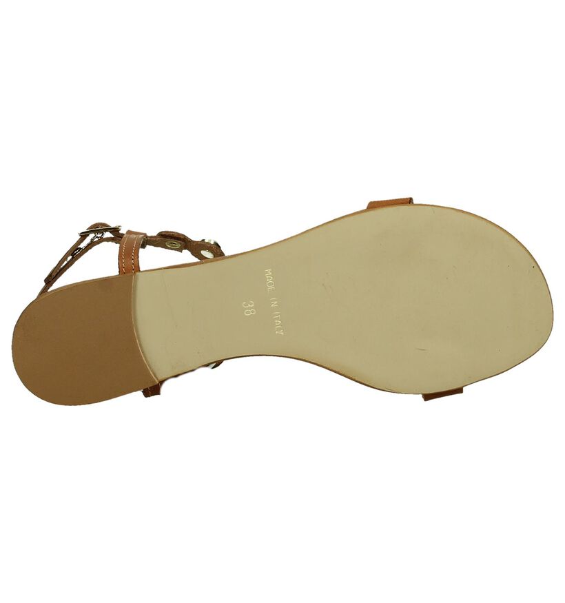 Platte Sandalen met Kralen Cognac Christian Di Riccio, , pdp