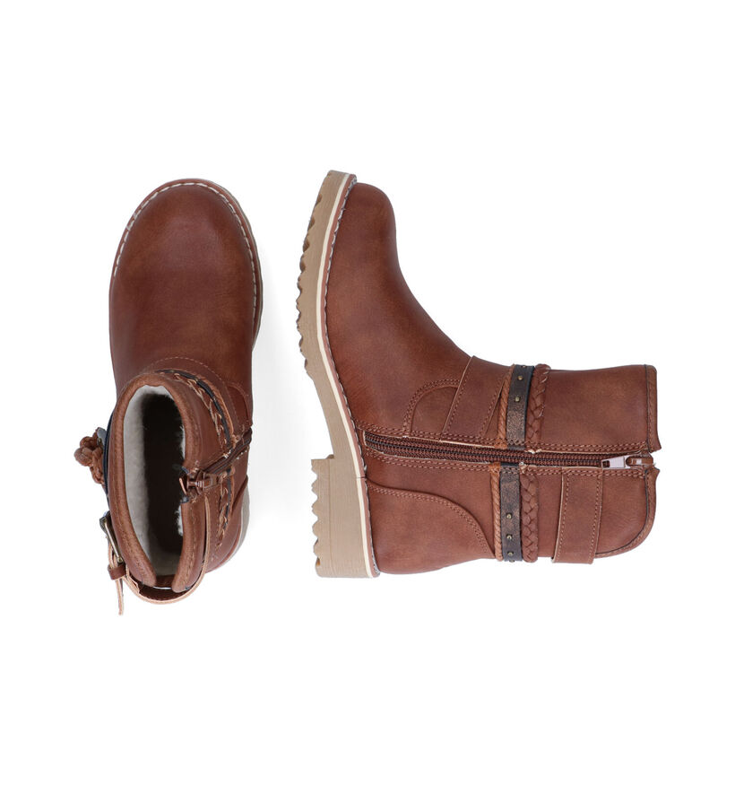Milo & Mila Cognac Bottines in kunstleer (297201)