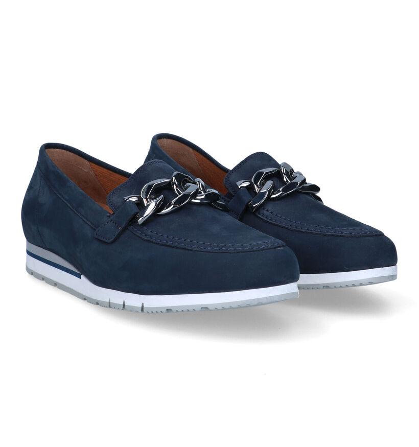 Gabor OptiFit Blauwe Mocassins in nubuck (323242)