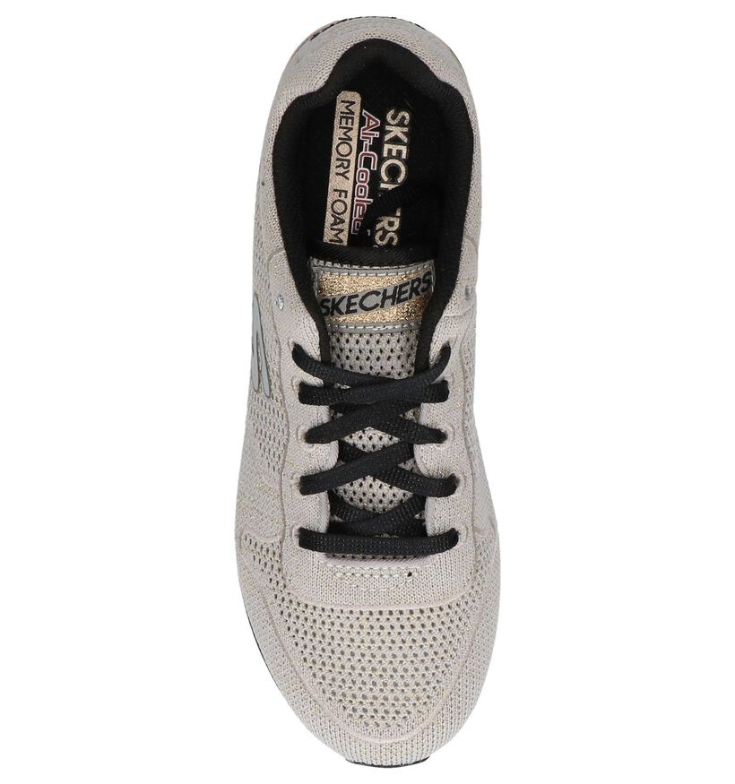 Licht Beige Sneakers Skechers met Gouden Glitters in stof (215126)