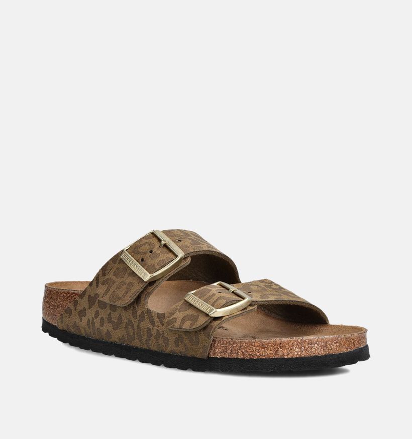 Birkenstock Arizona Kaki Leopard Slippers voor dames (360271)