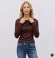 Vero Moda Sofine Knit Boatneck Bruine T-shirt voor dames (381319)