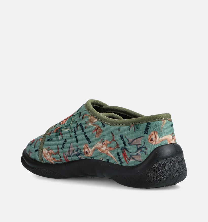 Milo & Mila Dino Groene Pantoffels met Velcro voor jongens, meisjes (374931) - geschikt voor steunzolen