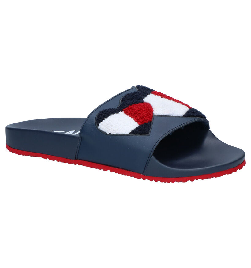 Tommy Hilfiger Valentines Slide Blauwe Badslippers in kunstleer (264942)