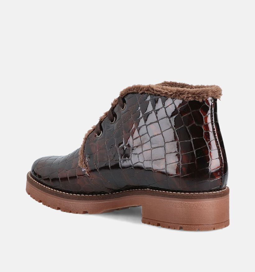 Pitillos Donkerbruine Veterboots Croco voor dames (365518) - geschikt voor steunzolen