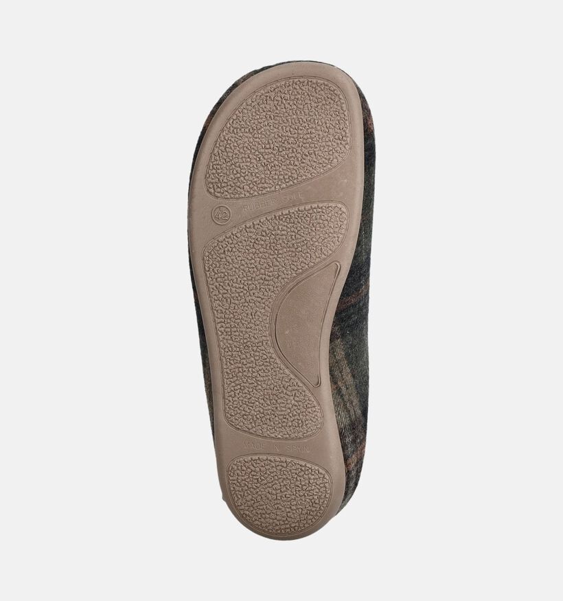 River Woods Ernest Pantoufles en Vert/Marron pour hommes (381218) - pour semelles orthop&eacute;diques