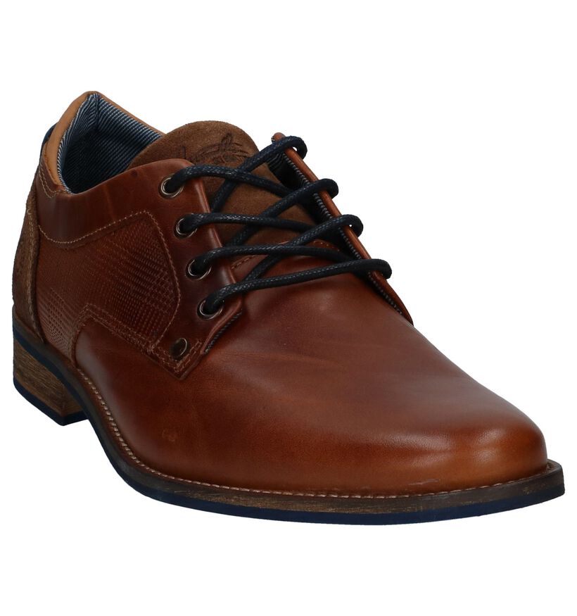 Cognac Geklede Veterschoenen Bullboxer in leer (237609)