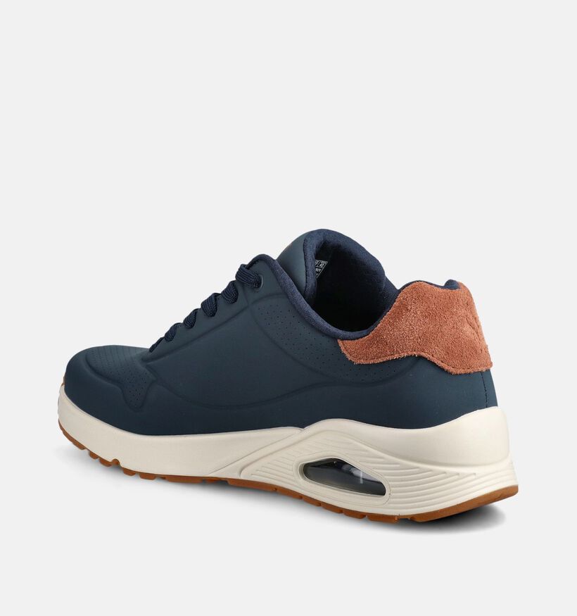 Skechers Uno Suited On Air Baskets basses en Bleu fonc&eacute; pour hommes (375633) - pour semelles orthop&eacute;diques