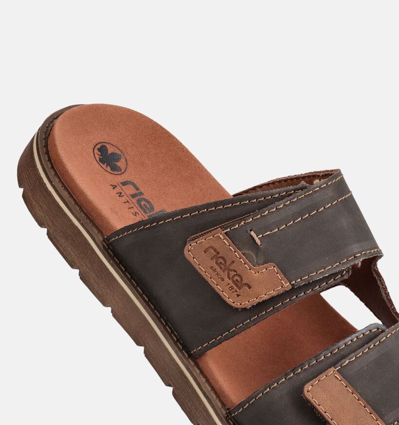 Rieker Nu-pieds en Brun fonc&eacute; pour hommes (370502)