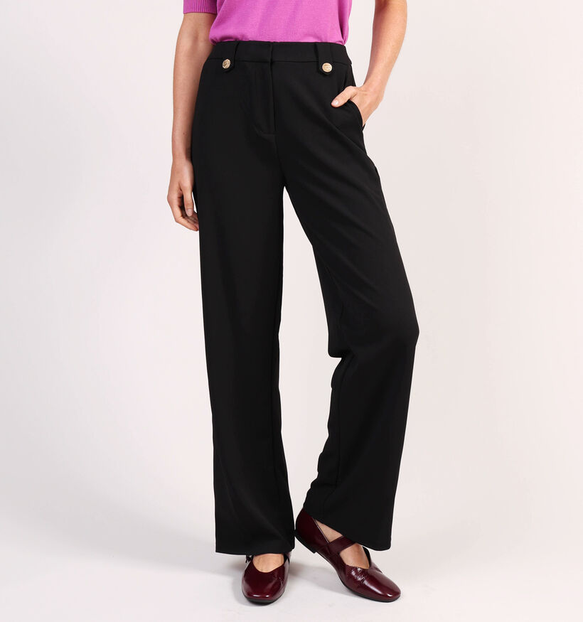 Vila Clua Wide Button Pants Zwarte Broek voor dames (361333)