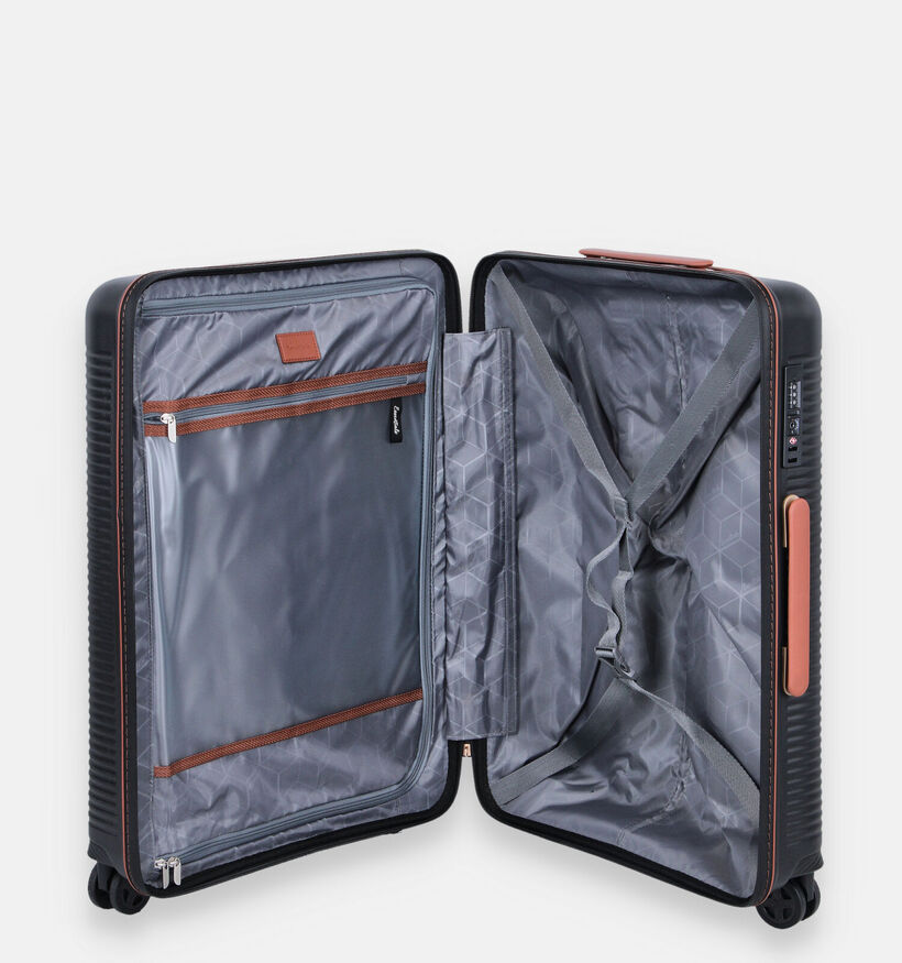 Origin Zwarte/Cognac Medium Reiskoffer voor dames (376173)
