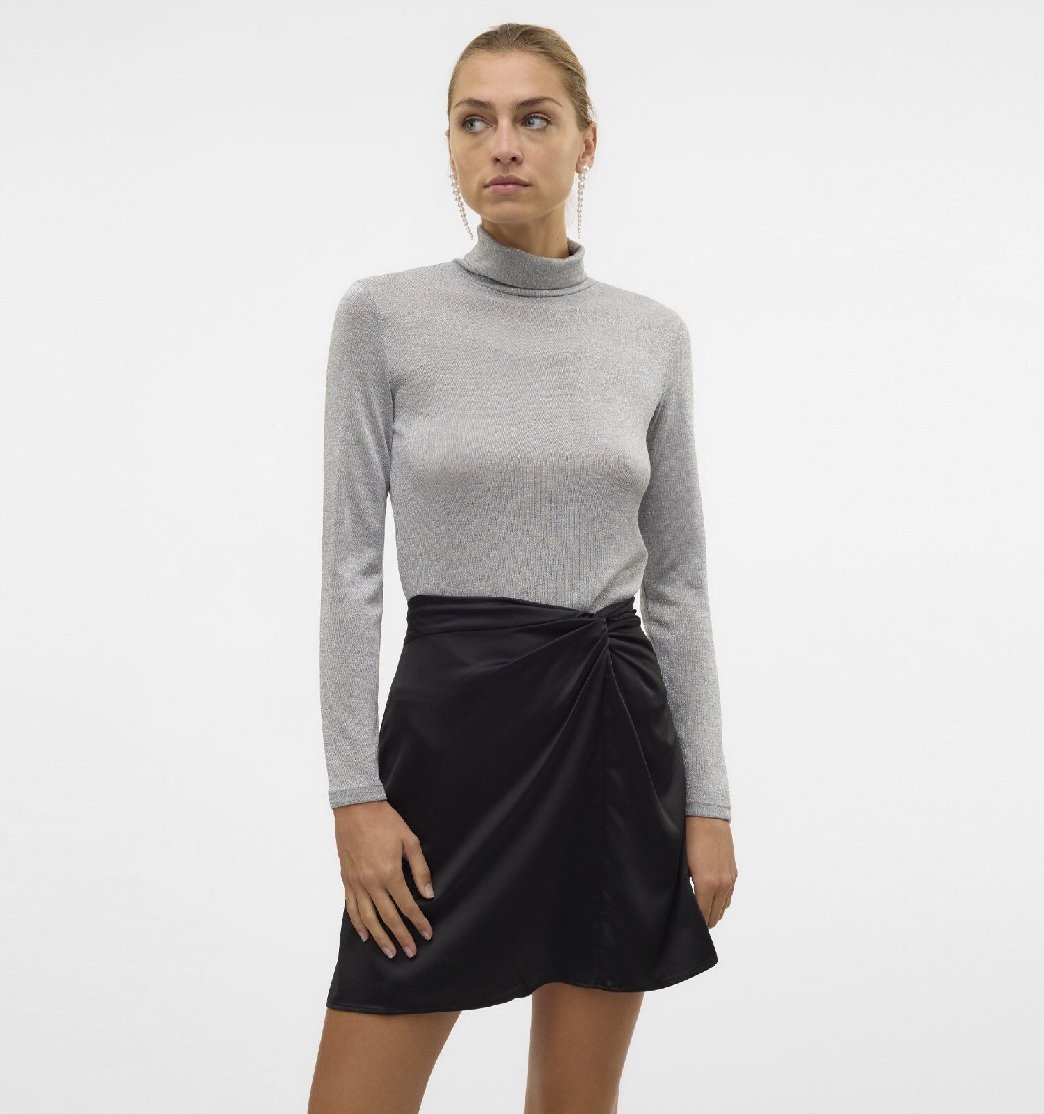 Vero Moda Sarah Beige T shirt met rolkraag Dames T shirts Online op TORFS.BE