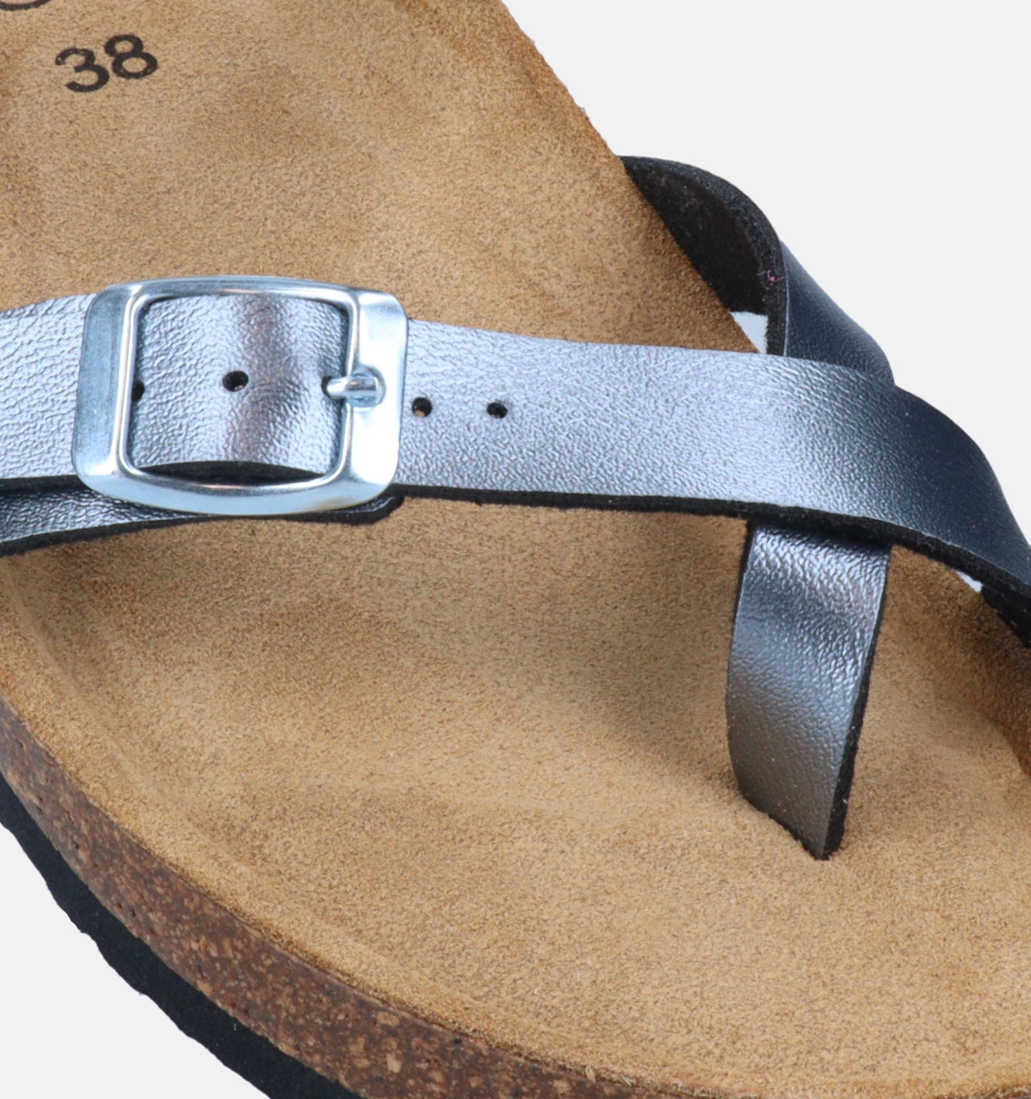 Bio Dream Grijze Teenslippers met sleehak Dames Slippers Online op TORFS.BE