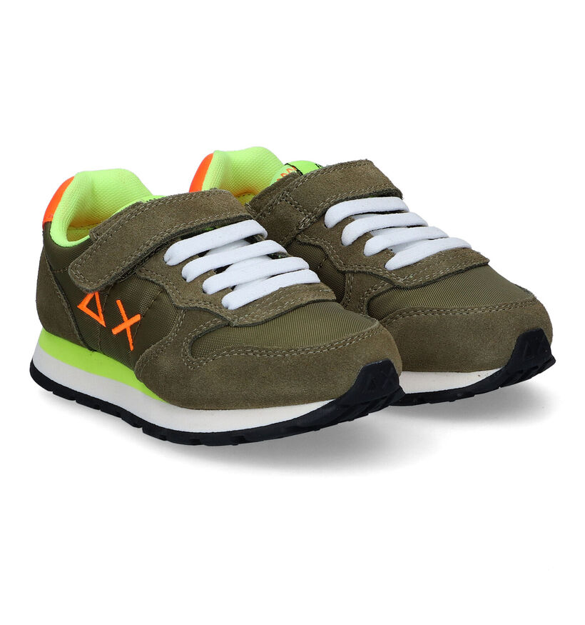 Sun 68 Baskets basses en Vert kaki en nubuck (306563)