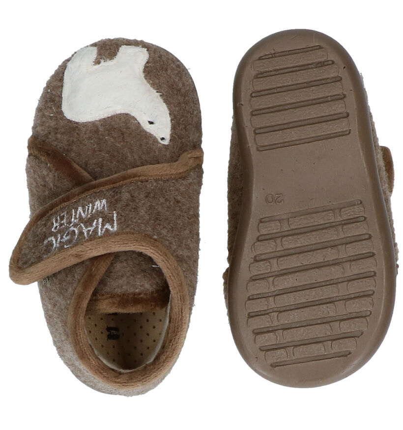 Milo & Mila Taupe Pantoffels in stof (283948)