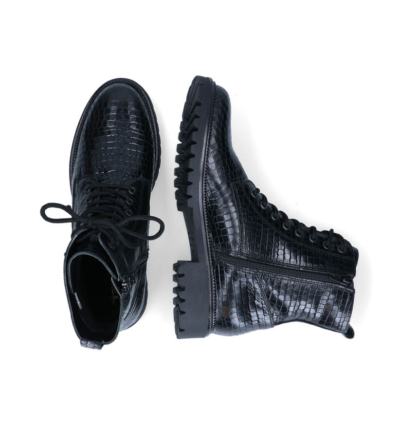 Tamaris Boots à lacets en Noir en cuir (315420)