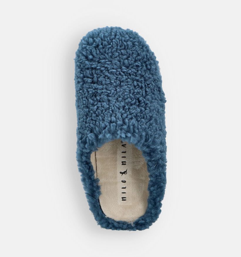 Milo & Mila Blauwe Teddy Pantoffels voor meisjes, jongens (364948) - geschikt voor steunzolen