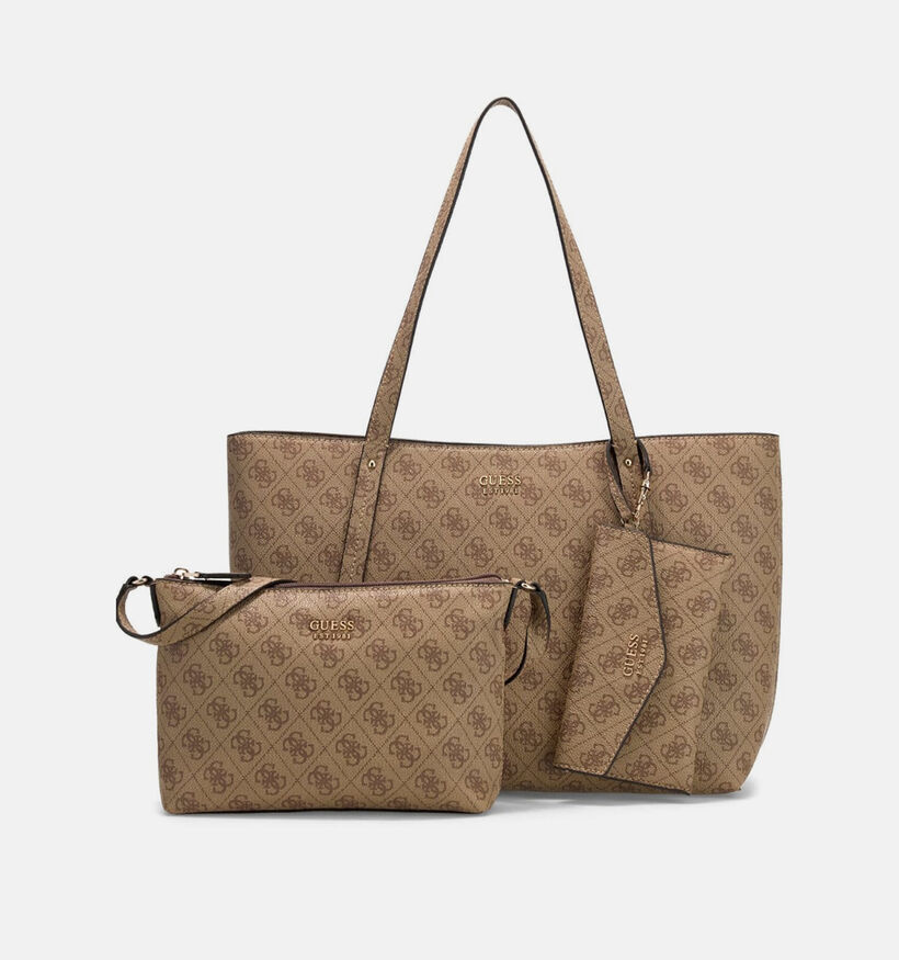 Guess Latte Logo Sac Shopper Brun (Set de 3) pour femmes (381078)