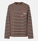 Pieces Sadie Donkerbruine T-shirt Gestreept met Lange Mouwen voor dames (379336)