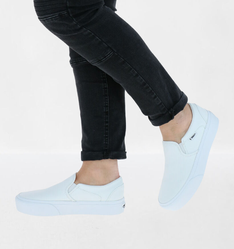 Vans Asher Platform Baskets slip-on en Blanc en textile (287226)