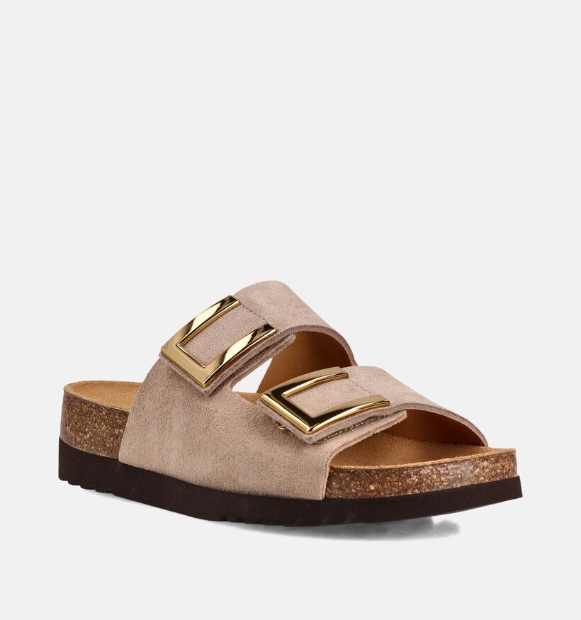 Scholl Monterey 2 Straps Nu-pieds plates en Beige pour femmes (369879)