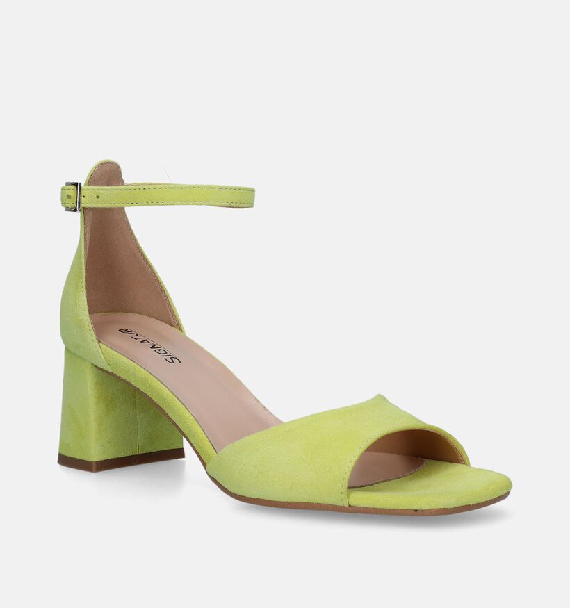 Signatur Sandales avec talon en Vert pour femmes (341927)