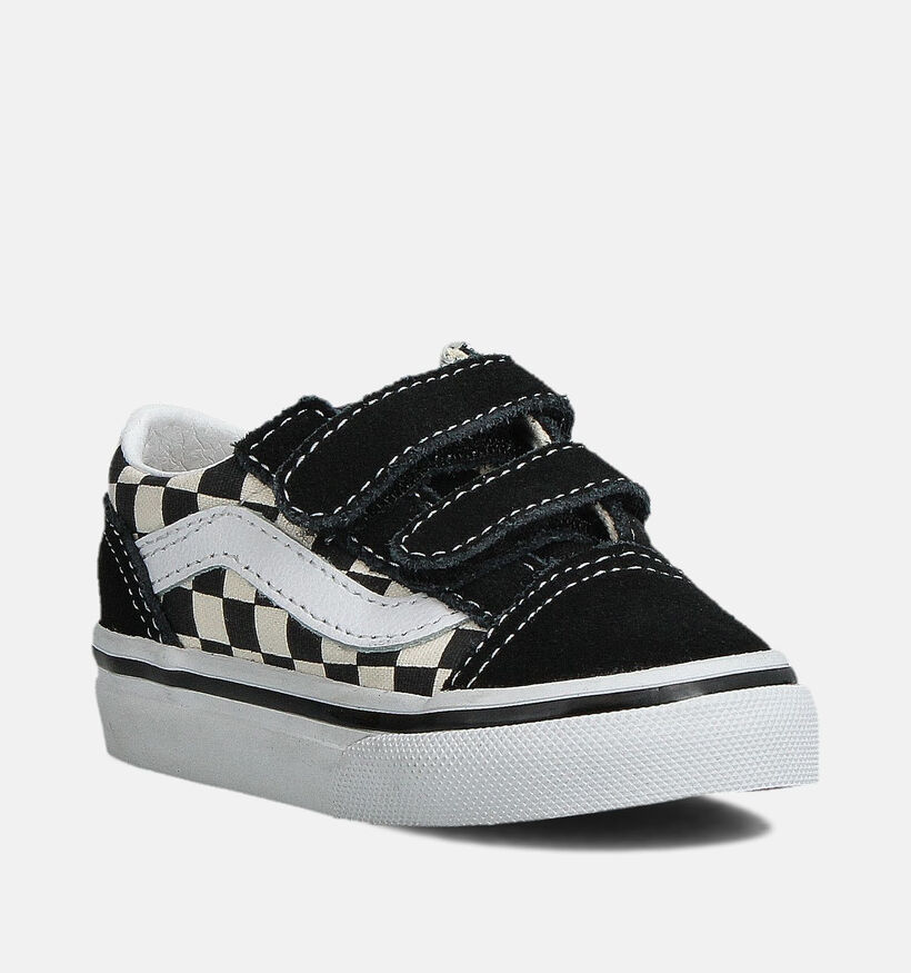 Vans Old Skool Checkerboard Zwarte Sneakers voor meisjes, jongens (361018)
