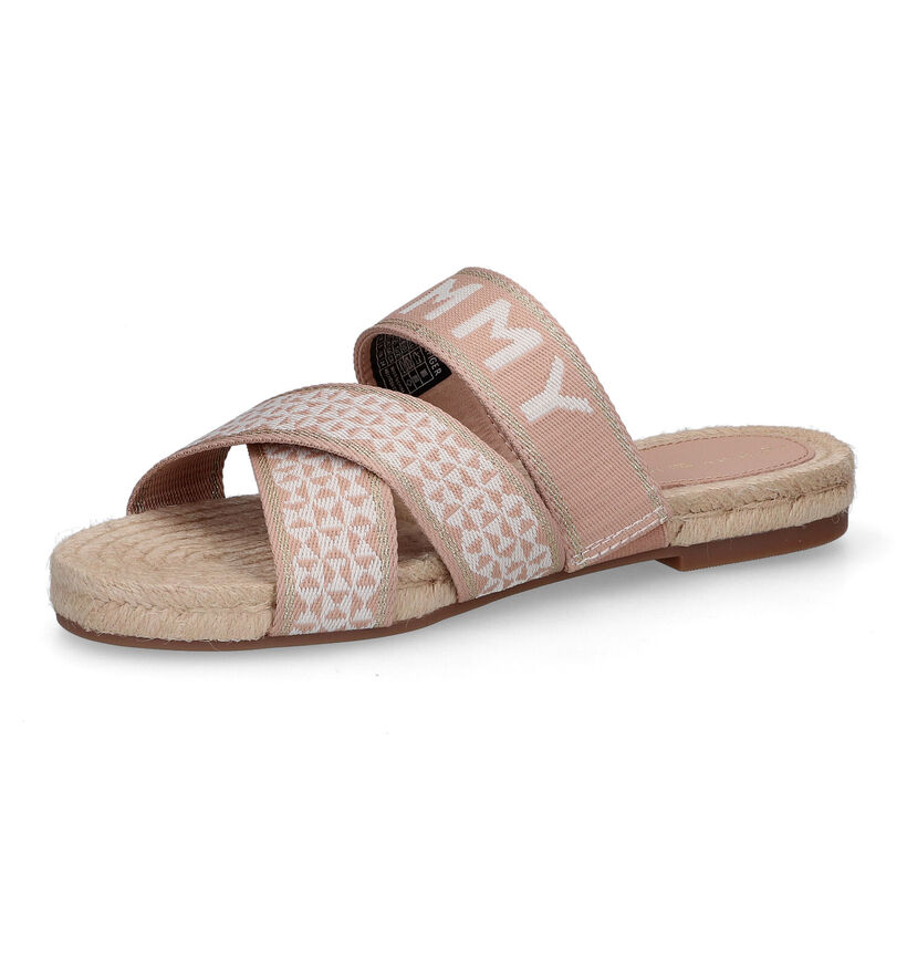 TH Tommy Webbing Beige Slippers voor dames (304007)