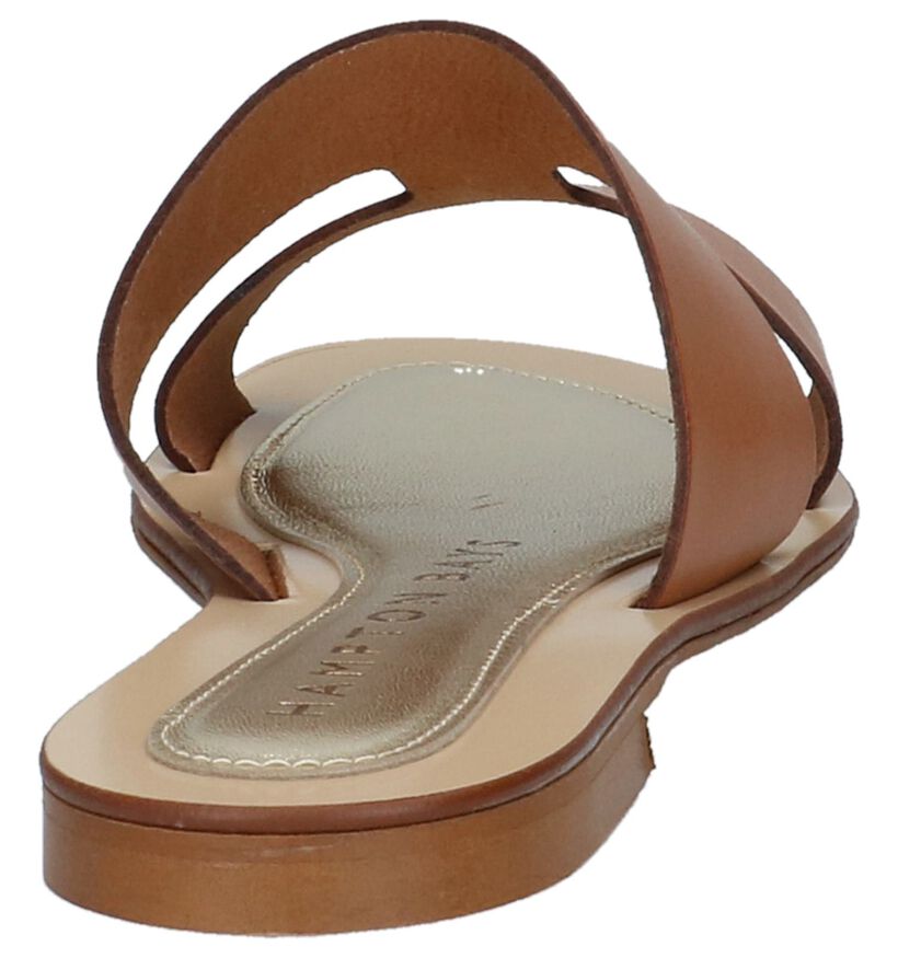 Hampton Bays Nu-pieds plates en Cognac en cuir (209710)