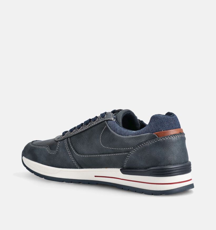 Mustang Donkerblauwe Rits-Veterschoenen voor heren (372958) - geschikt voor steunzolen