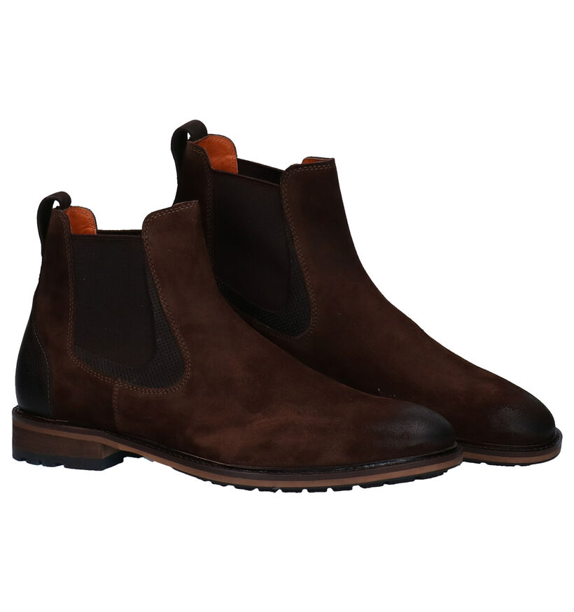 Van Lier Bottines Chelsea en Brun en daim (283341)