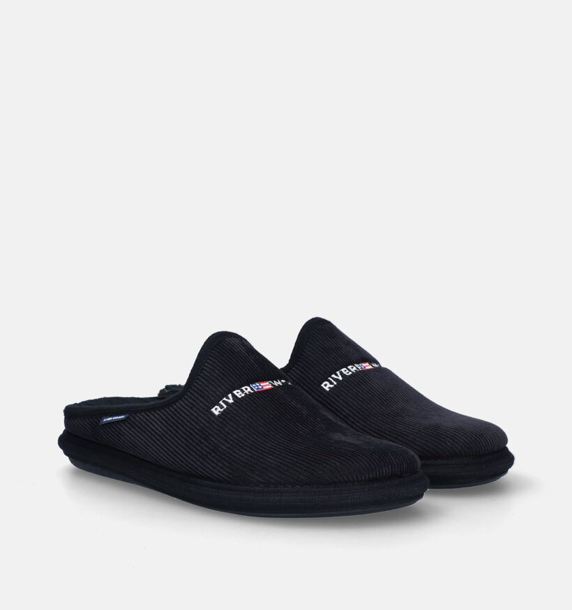 River Woods Hendrik Zwarte Pantoffels voor steunzolen voor heren (347820) - geschikt voor steunzolen