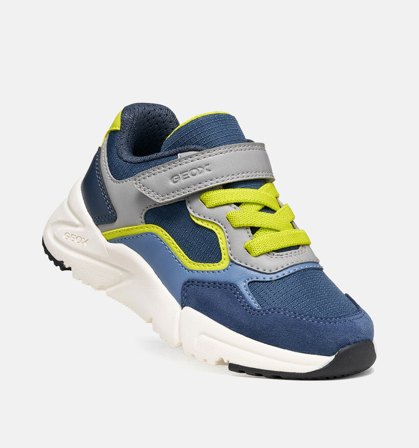 Geox Loftus Denim Baskets basses en Bleu pour gar&ccedil;ons (377726) - pour semelles orthop&eacute;diques