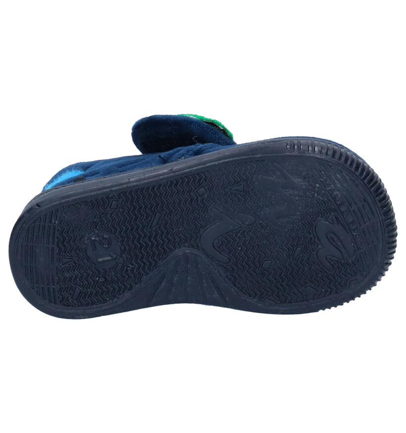 Milo & Mila Pantoufles en Bleu foncé en textile (255017)