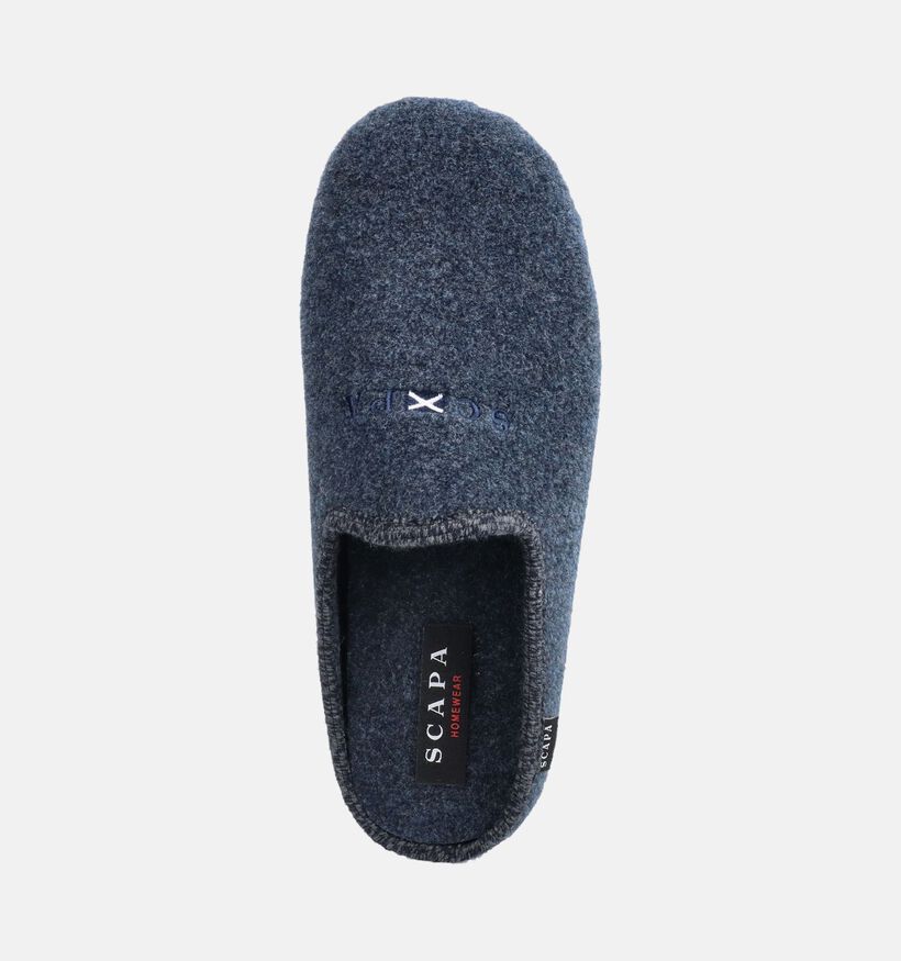Scapa Homewear Pantoufles en Bleu pour hommes (381015) - pour semelles orthop&eacute;diques