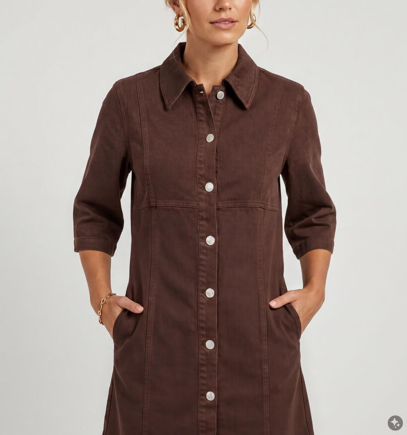 Pieces Salume Denim Donkerbruine Hemdjurk voor dames (374923)