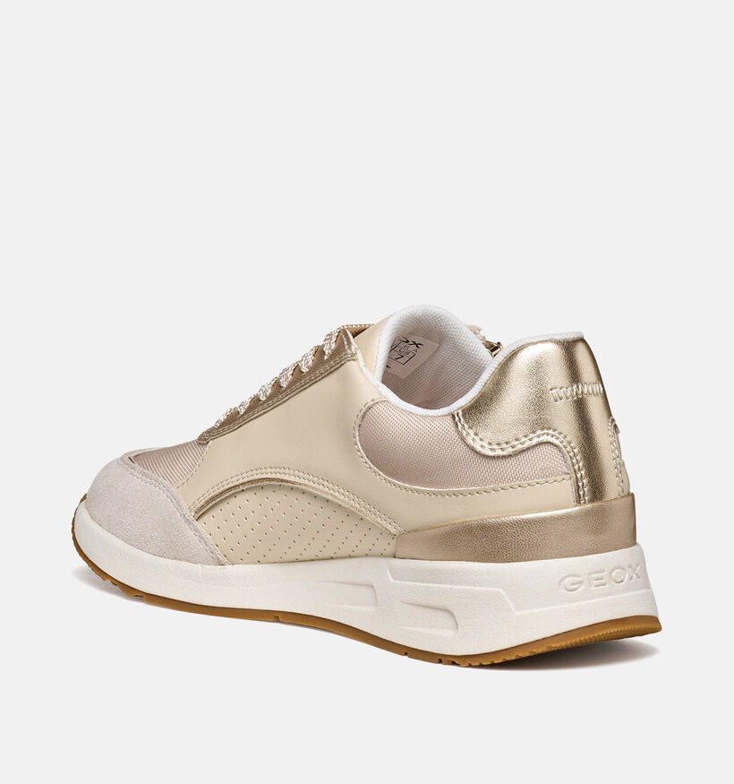 Geox Bulmya Goudkleurige Veterschoenen voor dames (368201) - geschikt voor steunzolen