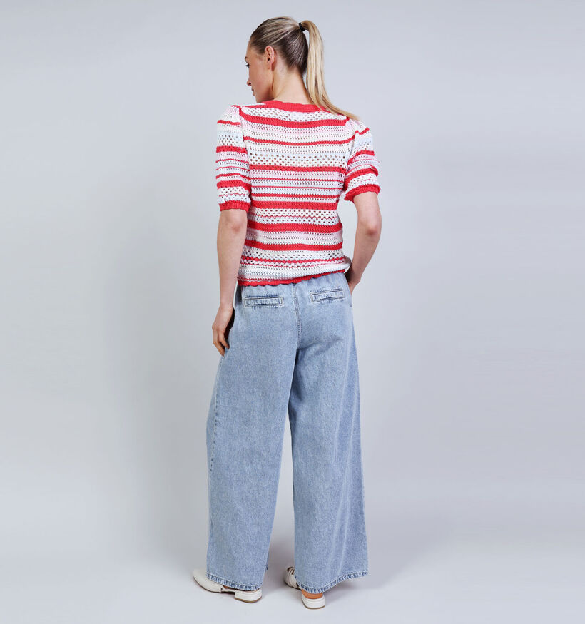 Vila Mina Stripe Knit Roze/Lichtblauwe Trui voor dames (374838)