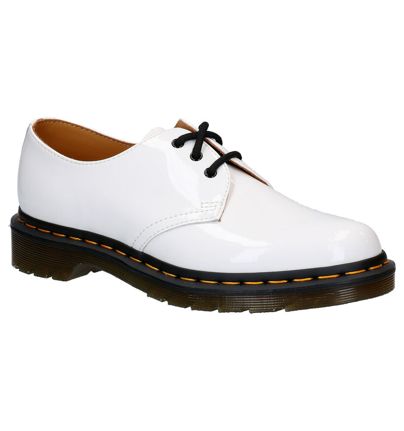 Dr. Martens Witte Veterschoenen in lak (284703)