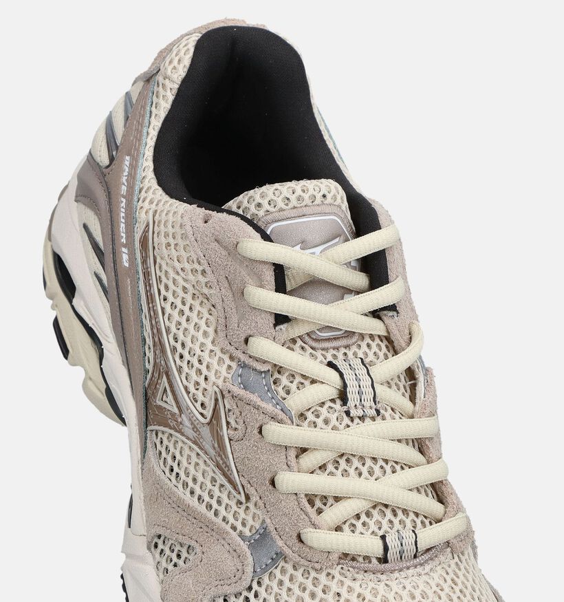 Mizuno Wave Rider 10 Suede Lichtbeige/Taupe Sneakers voor dames (376216) - geschikt voor steunzolen